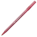قلم حبر جاف مع غطاء خط متوسط بك امريكي جسم دائري سعة ١٢ أحمر