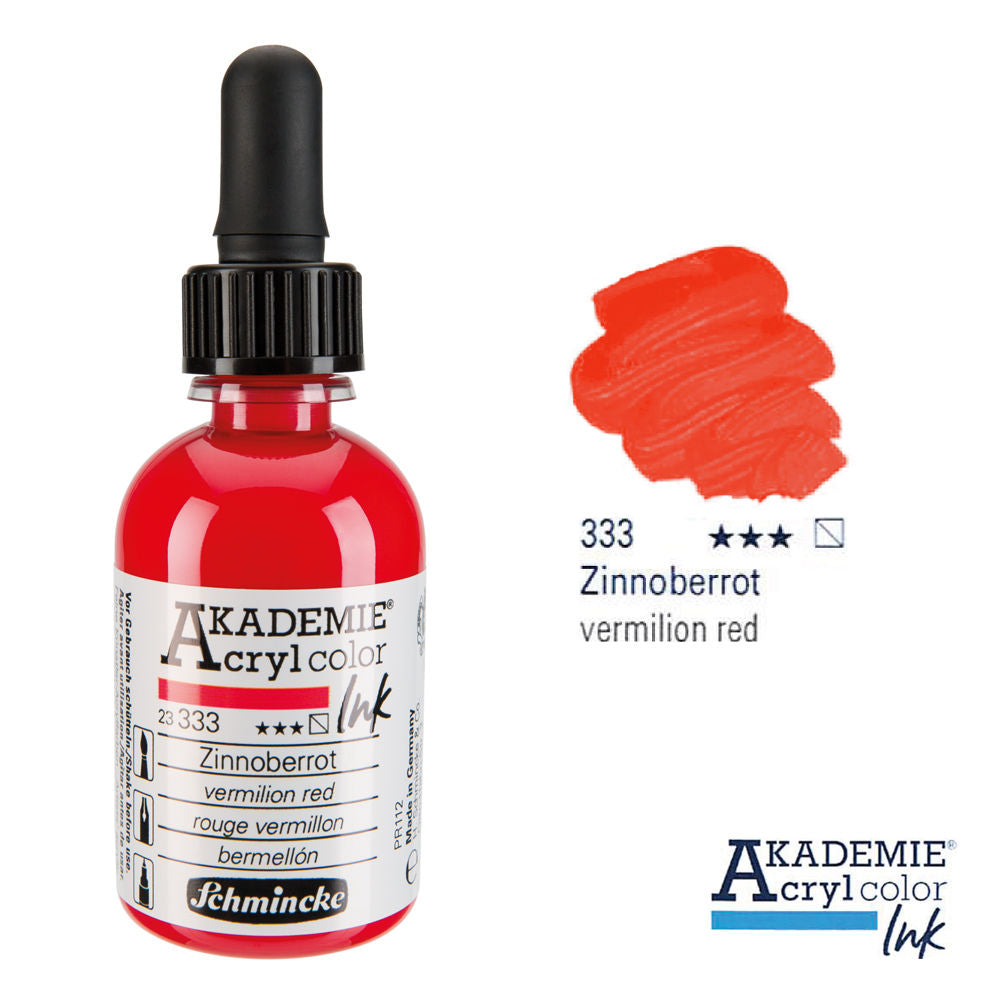 Schmincke Akademie Acrylic Colours Ink 50ml Bottles & Pipette