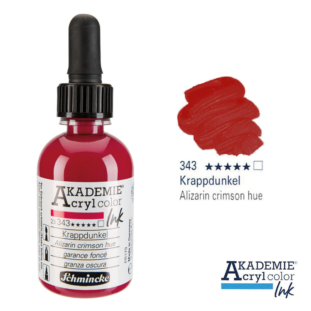Schmincke Akademie Acrylic Colours Ink 50ml Bottles & Pipette