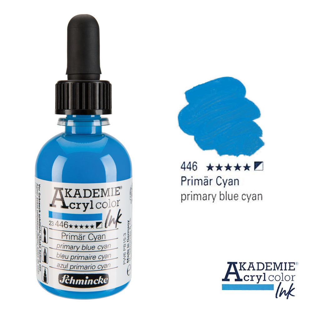 Schmincke Akademie Acrylic Colours Ink 50ml Bottles & Pipette