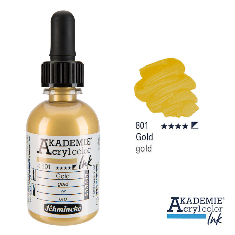 Schmincke Akademie Acrylic Colours Ink 50ml Bottles & Pipette