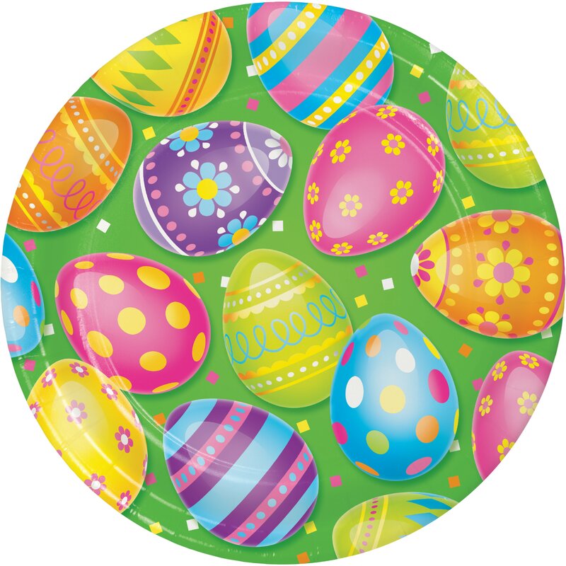 Unique Easter Round Plates 17.8 cm - Pack of 8