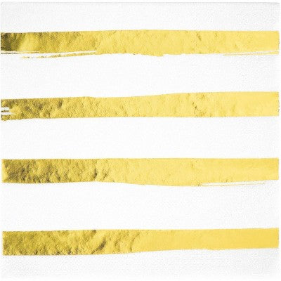 Unique Gold Stripes Luncheon Napkins 33x33 cm - Pack of 16