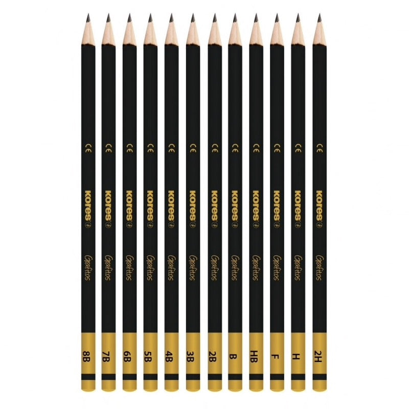 Kores Grafitos 8B-2H Graphite Pencils Set - Metal Box