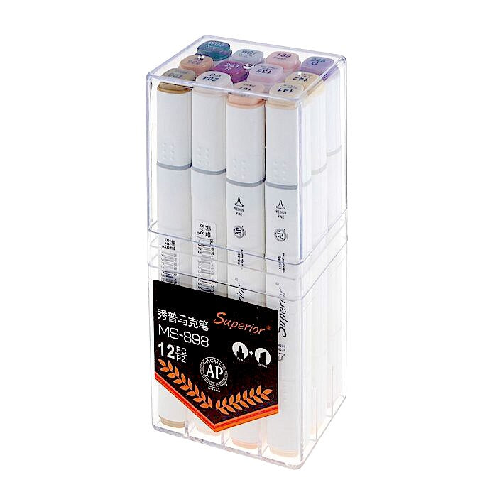 Superior 12 Skin Tones Sketch Twin Tip Markers