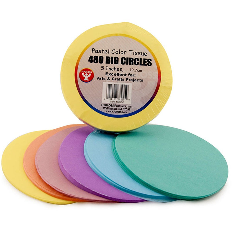 Hygloss Pastel Color Tissue Big Circles 12.7 cm  - Pack of 480
