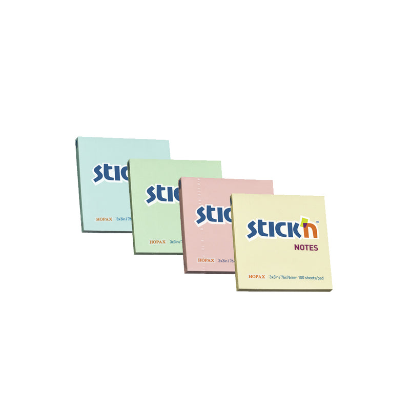 Hopax Stick'n Notes 3" x 3" - Pack of 4 Colored