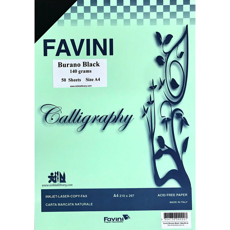 Favini Burano Black Card Stock 140g A4 - Pack of 50
