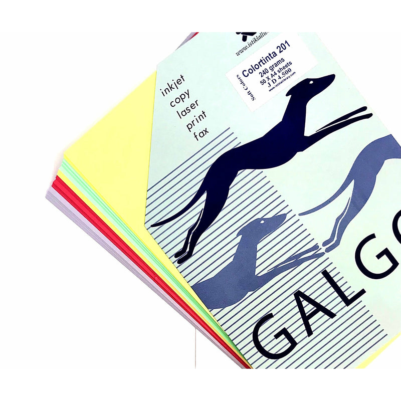 Galgo Colortinta Card Stock Assorted 5 Colors A4 240g - Pack of 50 Sheets