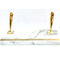 Gold Pen Stand Double Pen Natural Marble White & Grey Veins