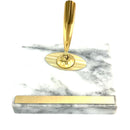 Gold Pen Stand Single Pen Natural Marble White