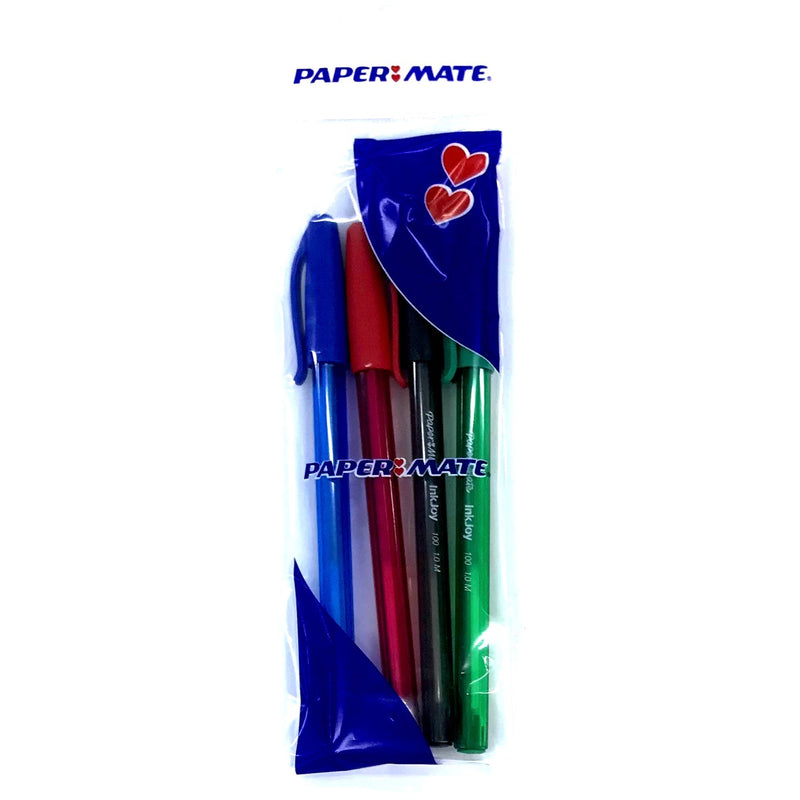 Paper Mate InkJoy 100 Capped Ball Pen with 1.0 mm Medium Tip - Assorted Standard Colours, Pack of 4