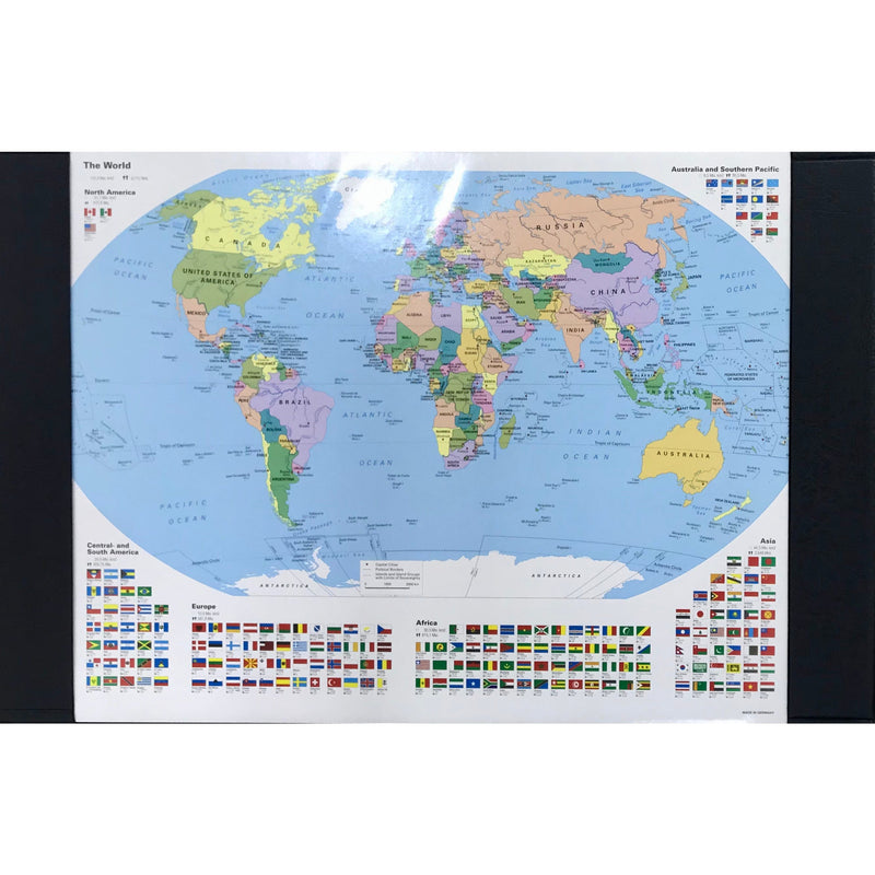 Lauffer Genuine Leather Single Side Desk Pad with World Map 68x44cm