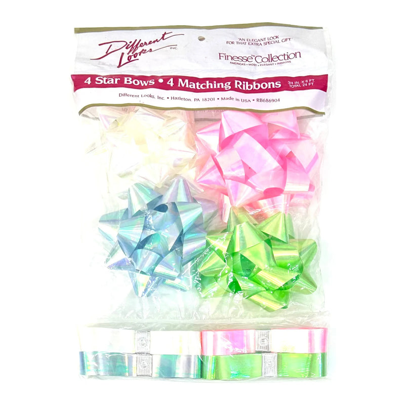 Value Pack Large 100mm Pom Pom Bows & Matching Ribbons - Pack of 8