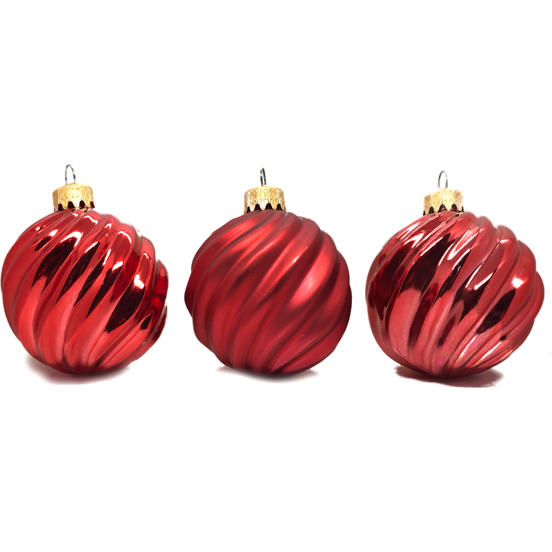 Red Swirly Ornaments - 3 pc