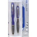 طقم أقلام باركر ريفلكس أزرق كروم ريشة + جاف