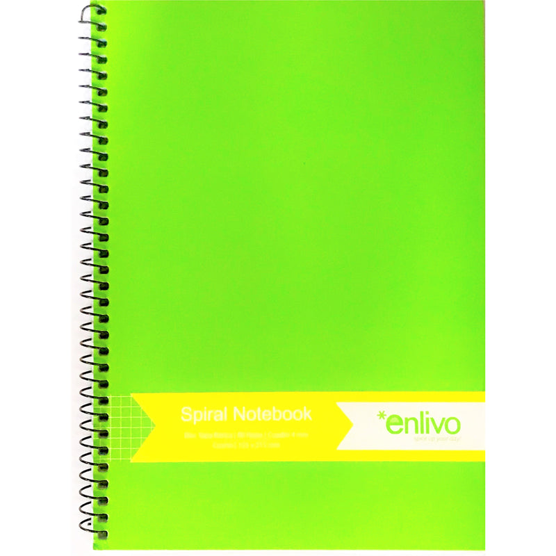 Enlivo Spiral Notebook 4mm Square Grid 80 Sheets