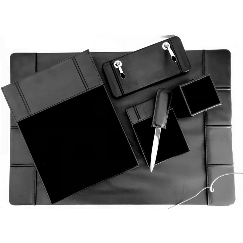Fineline Leather-Style Office Desk Set 6 pcs - Black