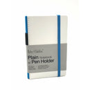 Notes & Dabbles Flynn Plain Notebook Journal White Hard Cover with Pen Holder - A6