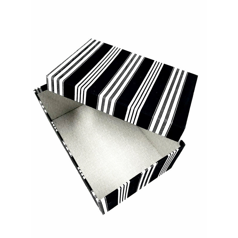 Eurowrap Black Velvet & Silver Stripe Oblong Gift Box