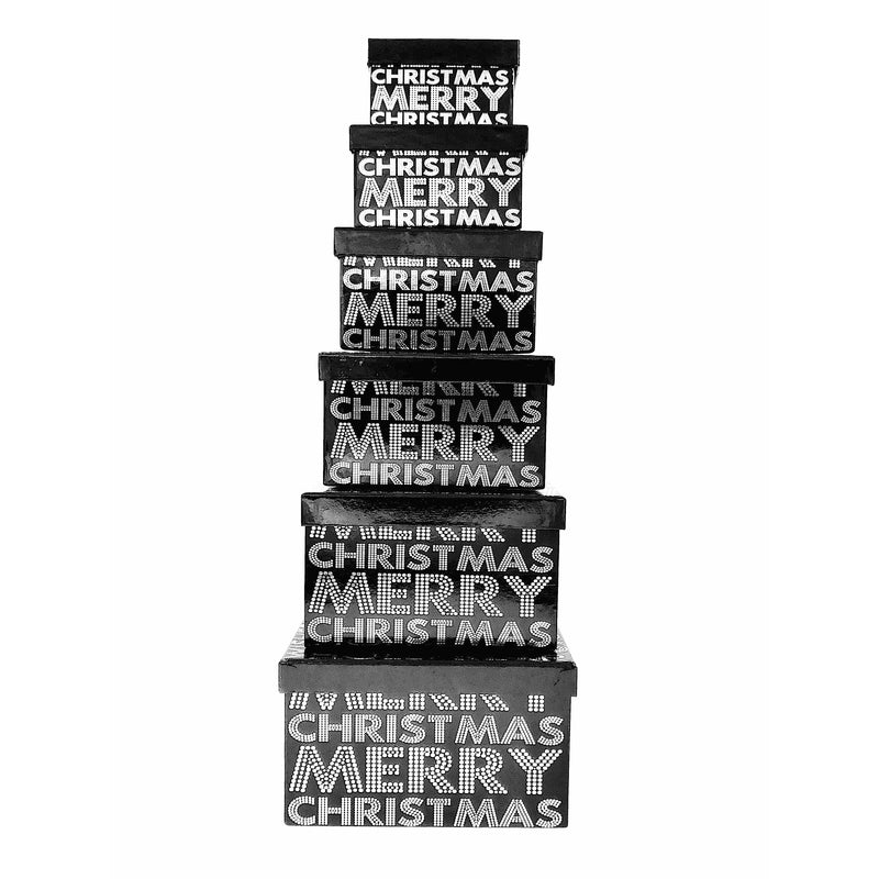 Eurowrap Christmas Black & Silver Square Gift Box