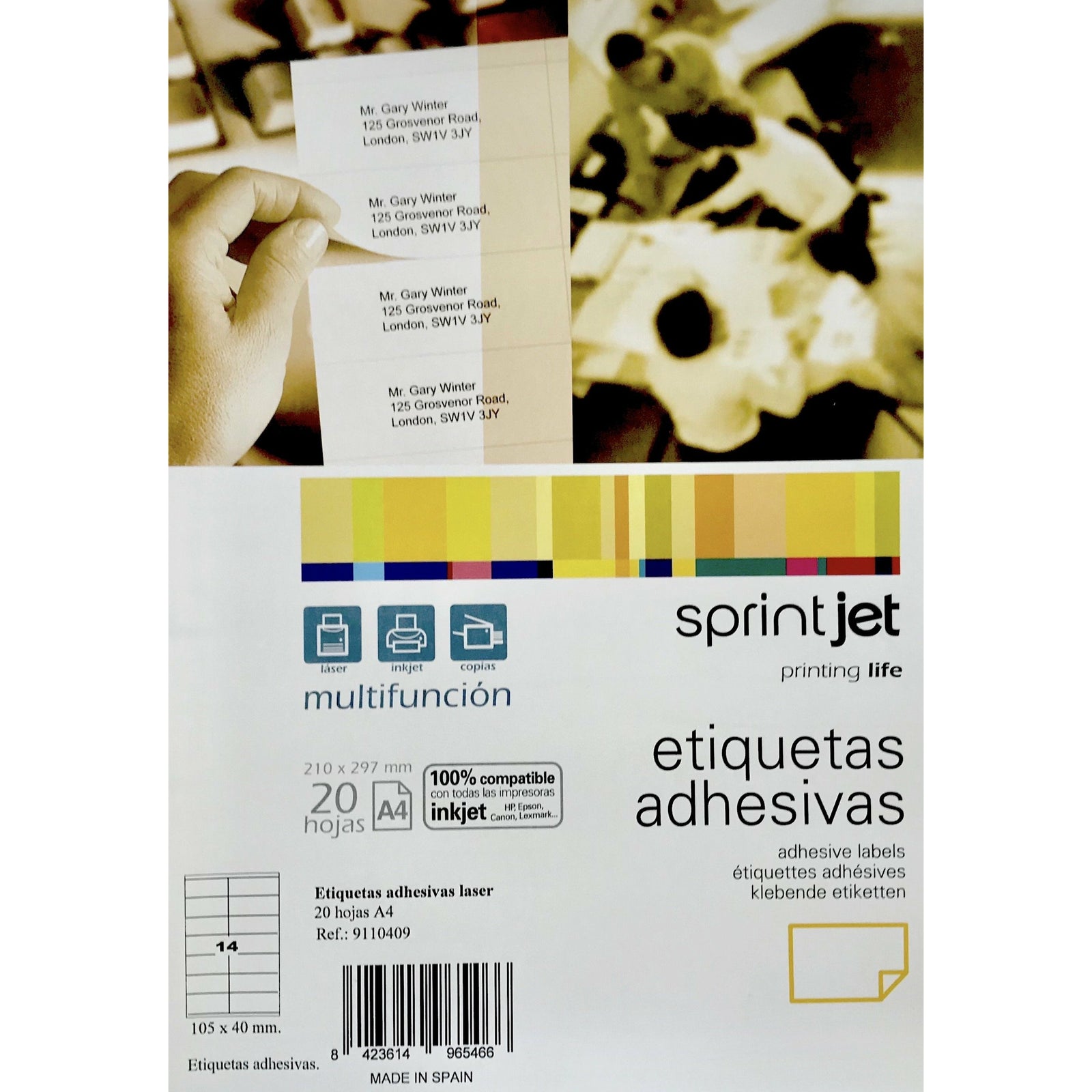 Sprintjet Multifunction Adhesive White A4 Labels - 20 Sheets