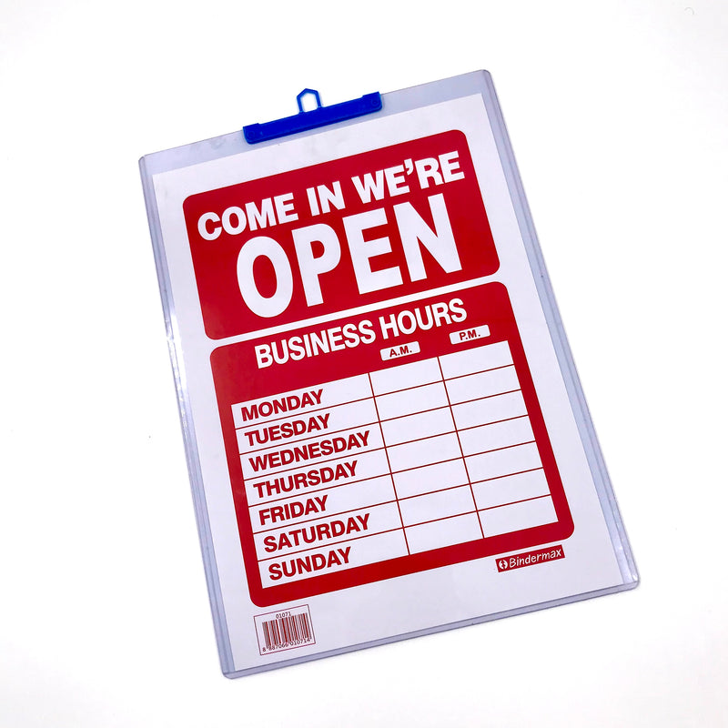 Bindermax OPEN/CLOSE with Business Hours Signage Display A4