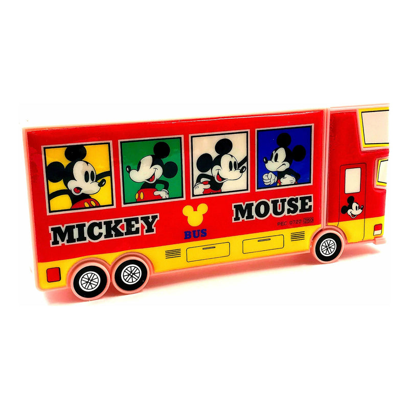 Melody Retro Mickey Mouse Push Button Pencil Case Bus with Wheels 24x9x3 cm
