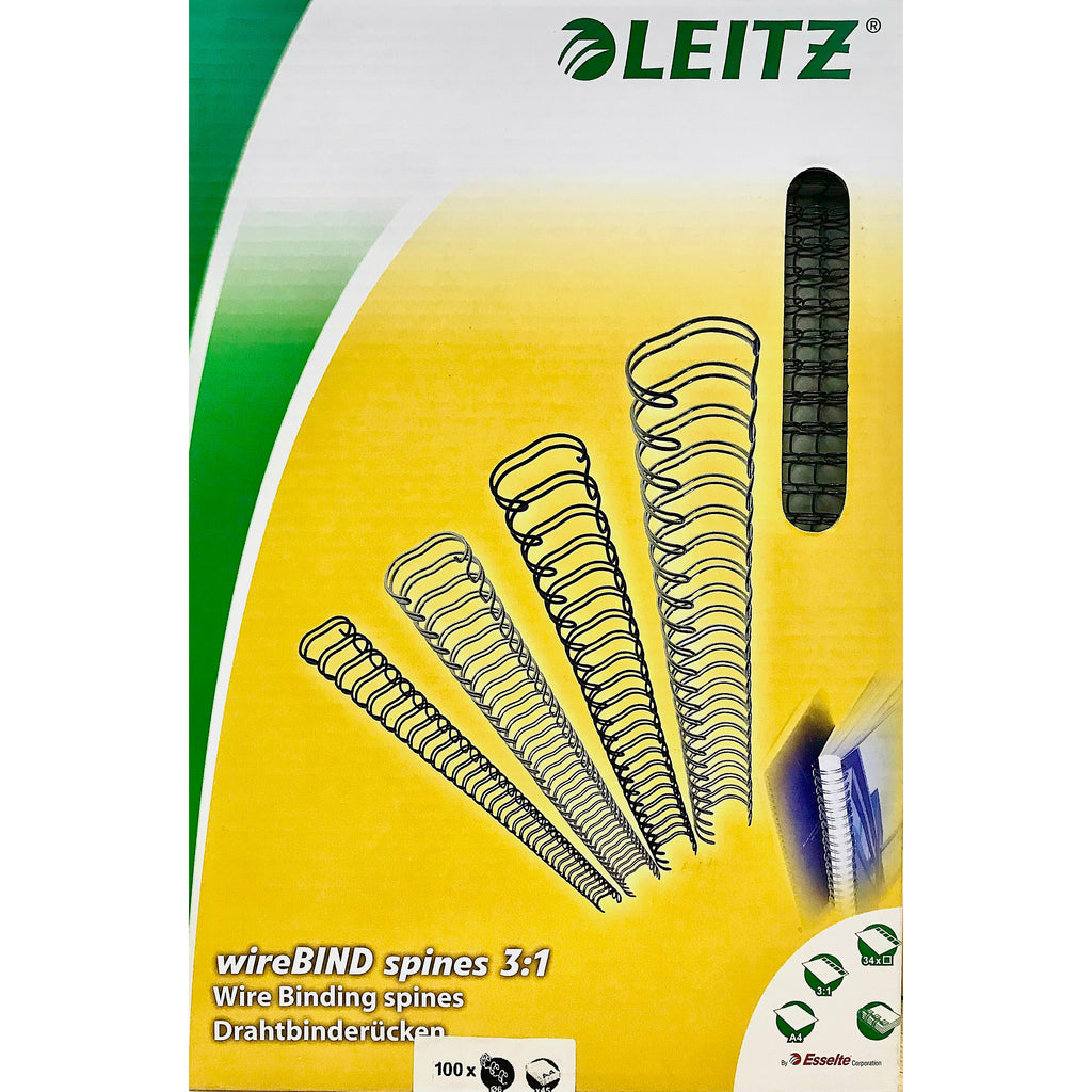 Leitz 12mm Wire Bind Spines 3:1 Black - Box 0f 100 – Istiklal Library