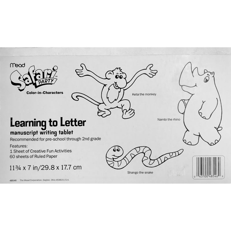 Mead Safari Learning to Letter Manuscript Writing Tablet 29x17 cm