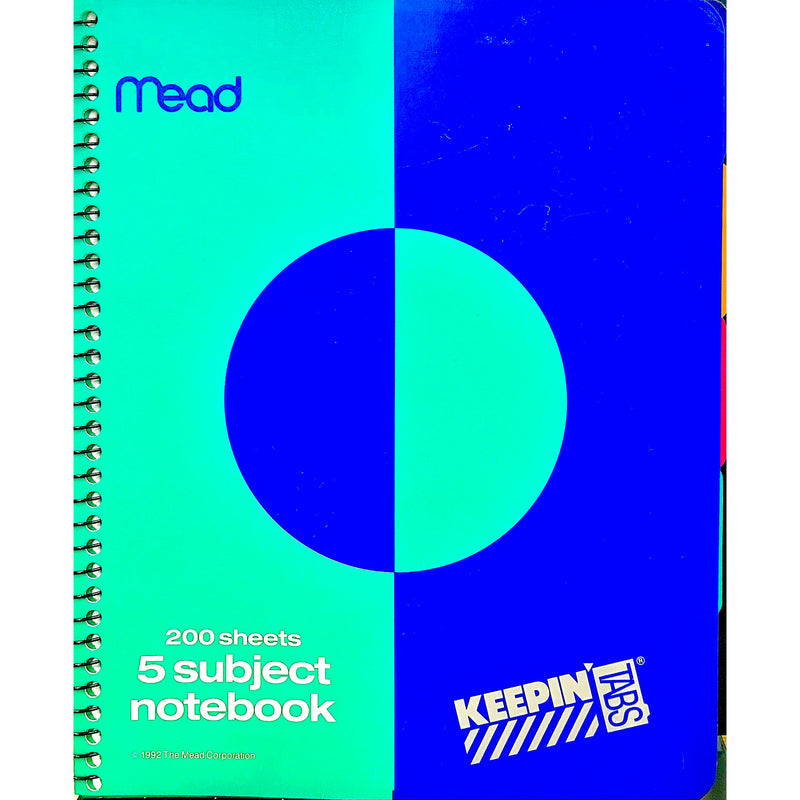 Mead Keepin' Tabs Wide Ruled 5 Subject Spiral Notebook - 200 Sheets