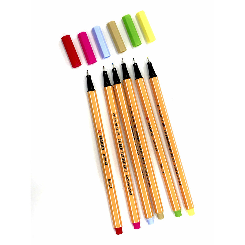 طقم أقلام ماركر رفيعة ستابيلو فاين لاينر ٠،٤ ملم سعة ٦ لون

