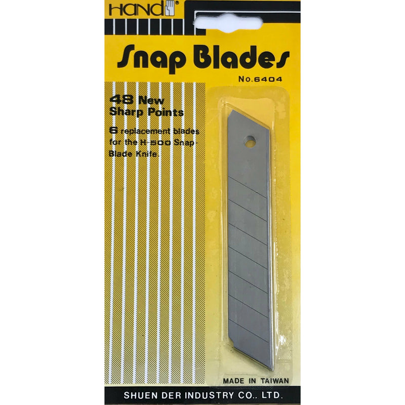 Hand Snap Blades 18mm Refill for Large Cutter Knife - Pack of 6