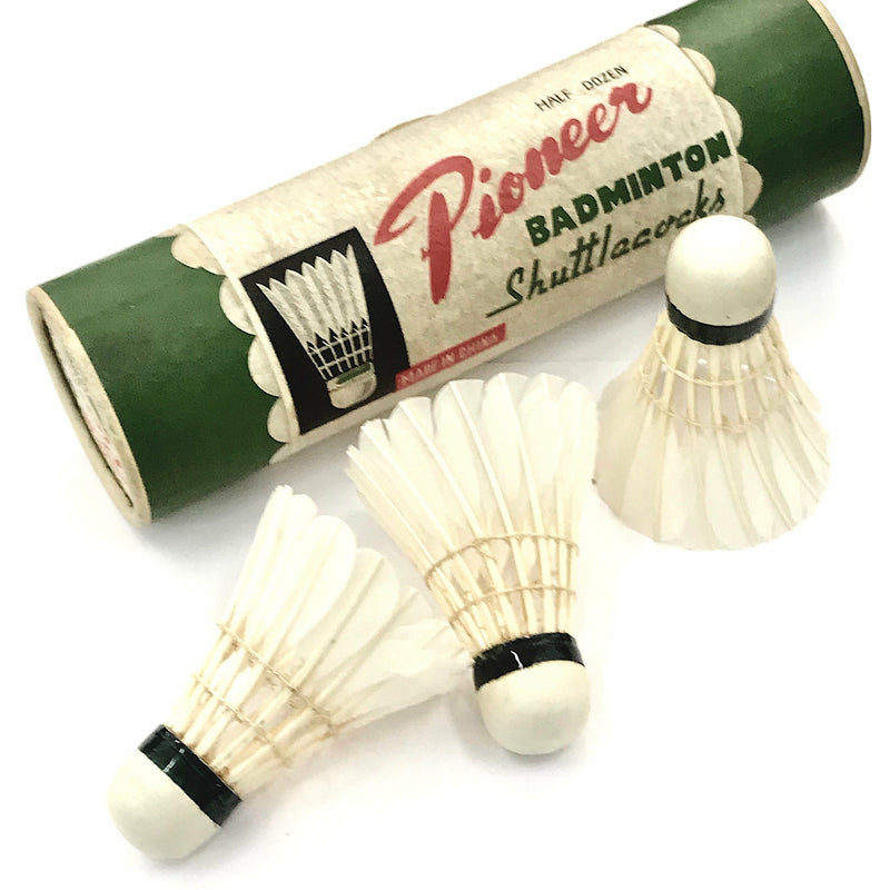 Vintage Pioneer Handmade Badminton Shuttlecocks with Natural Feathers - Pack of 6