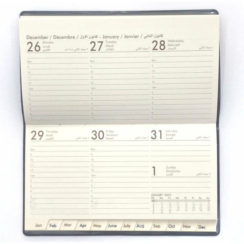 Bassile 2024 Soft Cover Pocket Weekly Landscape Diary 15.5x8.5cm with Monthly Tabs