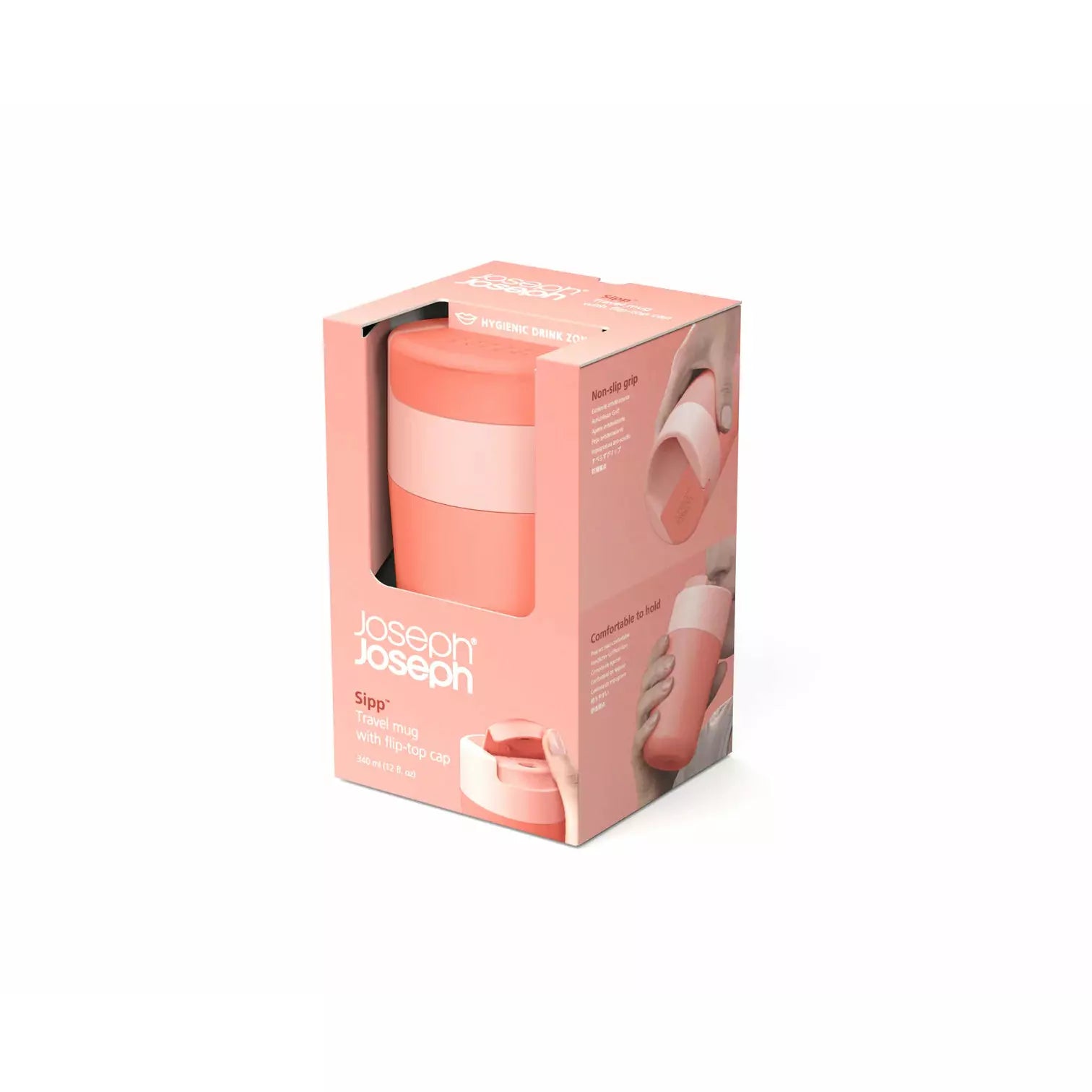 Joseph Joseph Sipp™ Travel Mug with Hygienic Lid 340ml - Coral