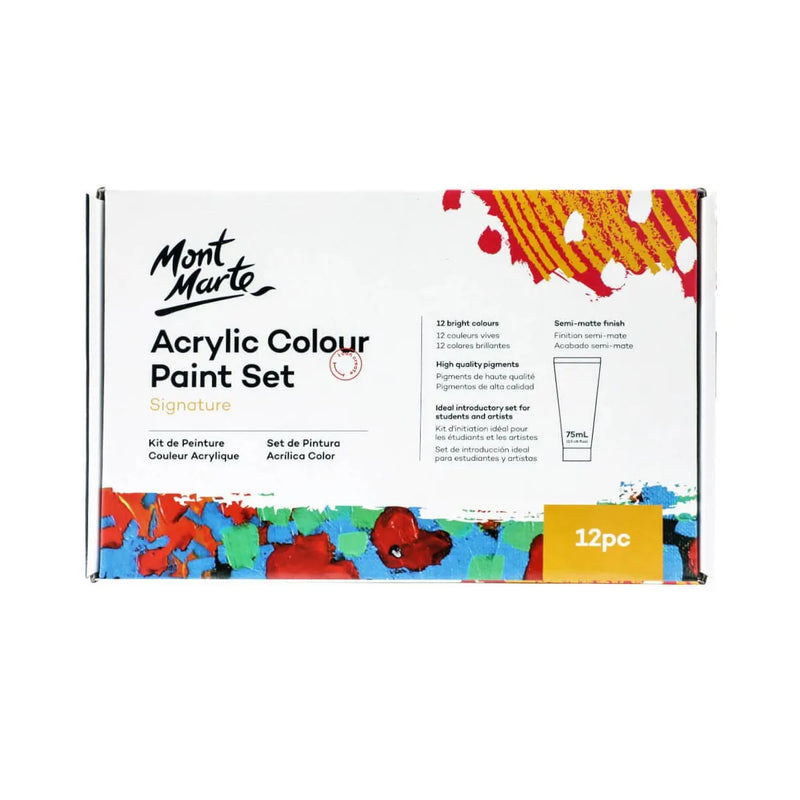 Mont Marte Acrylic Paint Set / 12 x 75ml tubes