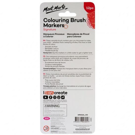Mont Marte Coloring Brush Markers, 12pc