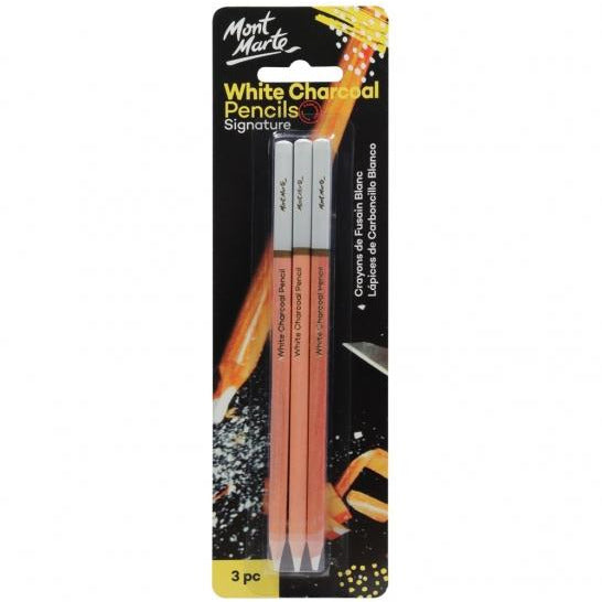 Mont Marte White Charcoal Pencils, 3 pc