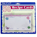 بطاقات وصفات اطباق الطعام ٣×٥ انش ملونة مطبوعة و مسطرة سعة ٥٠ بطاقة 