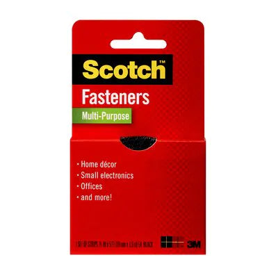 3M Scotch Black Multi-Purpose Velcro Strip Fasteners - 1.9 cm x 1.52 m