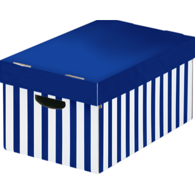 Nips Striped Blue Multipurpose Box with Lid 31 x 52 x 24.5 cm
