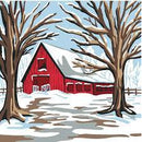 Plaid Let's Paint By Numbers Winter Barn On Printed Canvas 35x35 cm