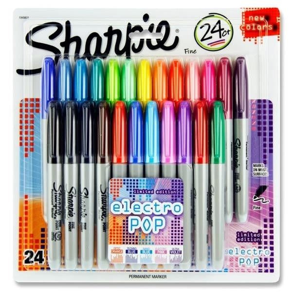 طقم أقلام ماركر فاين متوسط شاربي الكتريك بوب إصدار خاص سعة ٢٤ قلم ملون