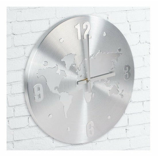 Out of Blue Aluminum World Map 40cm Wall Clock