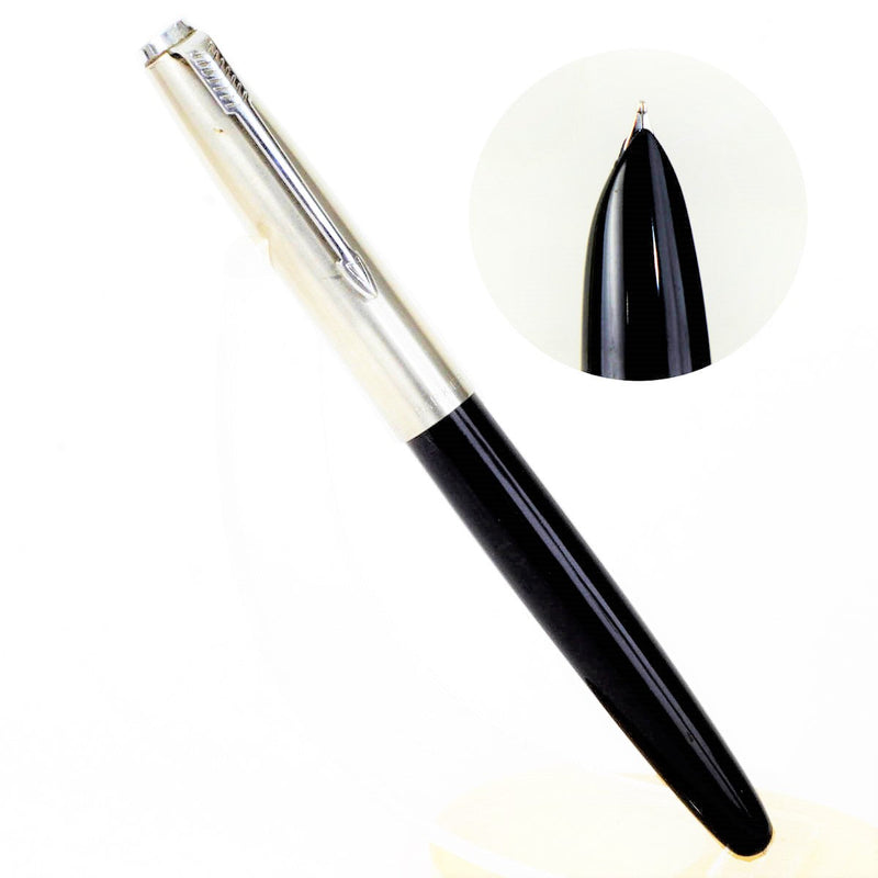قلم حبر ريشة سائل باركر ٢١ اسود كروم كلاسيكي عتيق جديد غير مستخدم