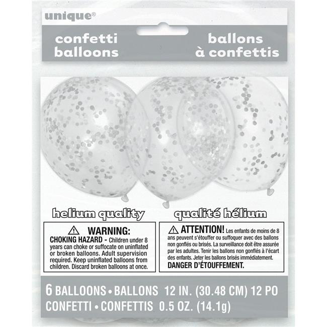 Unique 12" Confetti Balloons - Pack of 6