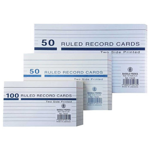 Bassile Ruled Index Cards 4"x6" White - Pack of 50 Cards