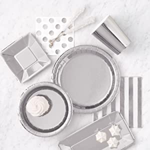 Unique Party Shiny Metallic Round Dessert Plates 18cm - Pack of 8
