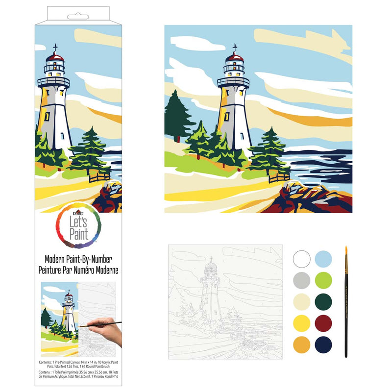 Plaid Let's Paint By Numbers Lighthouse On Printed Canvas 35x35 cm